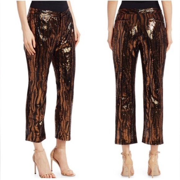Le Superbe Sequin Bengal Tiger/Animal Print Chino Pants - EUC - size 4 - Picture 5 of 15